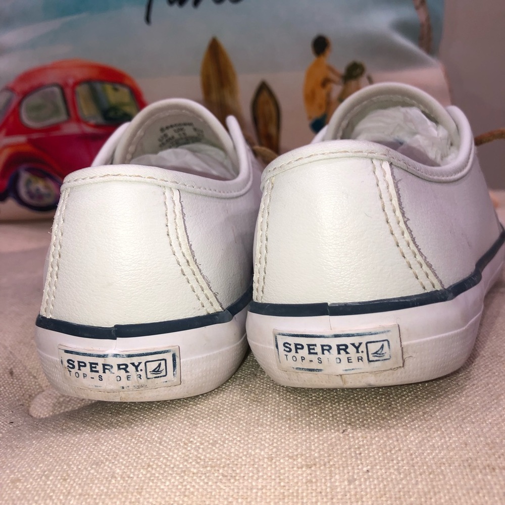 Sperry Top-Sider Seacoast white leather Lace-Up Sneakers Size 13.5 - Picture 4 of 10